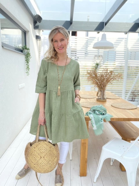 Palma Bay linen tunic / dress, green