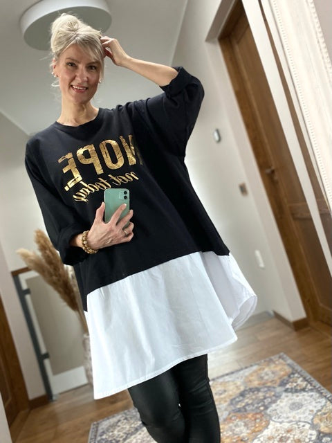 Not Today oversize tunic, black