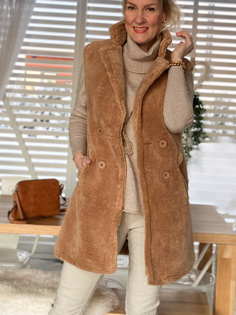 Teddy vest, camel