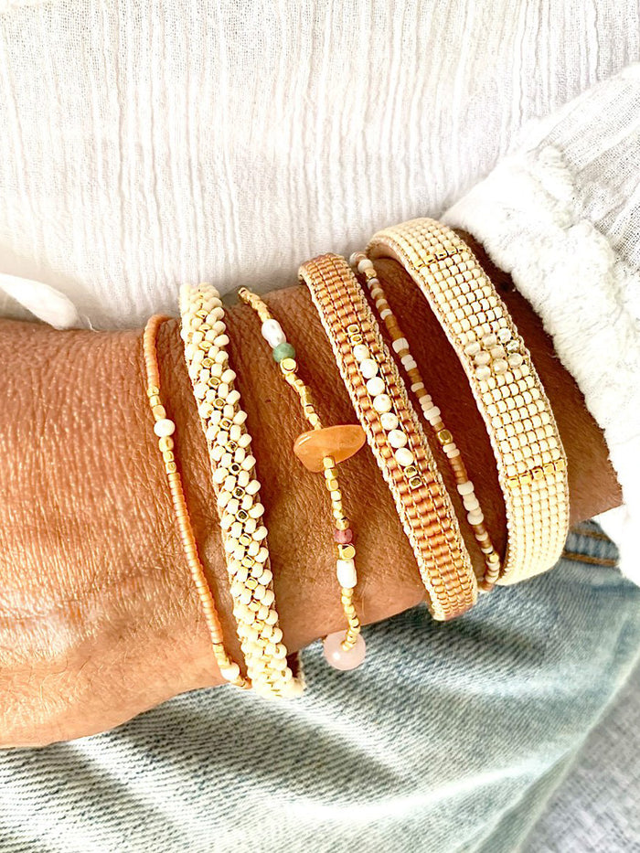 Stone Square bracelet, cream