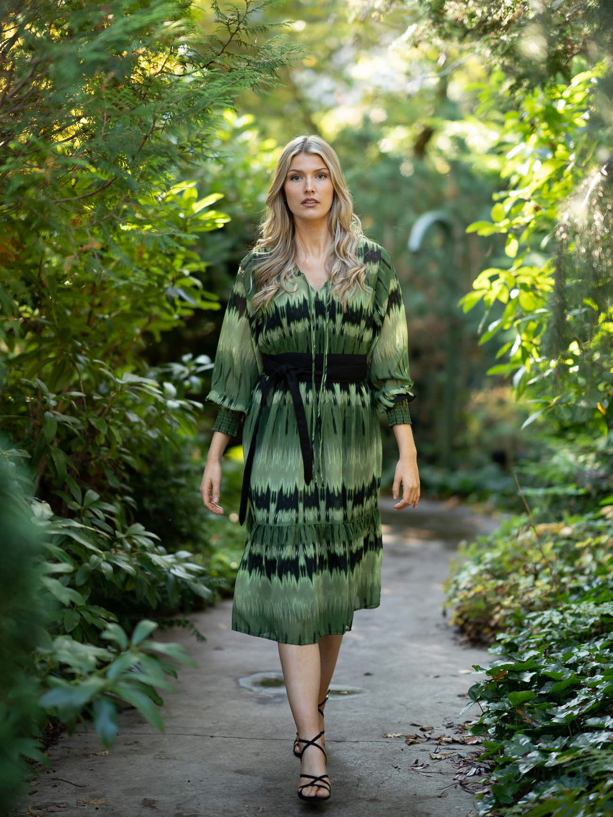 Kelly dress, spring green / black