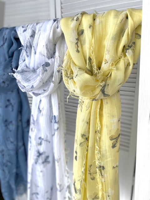 Cherry Blossom scarf, yellow