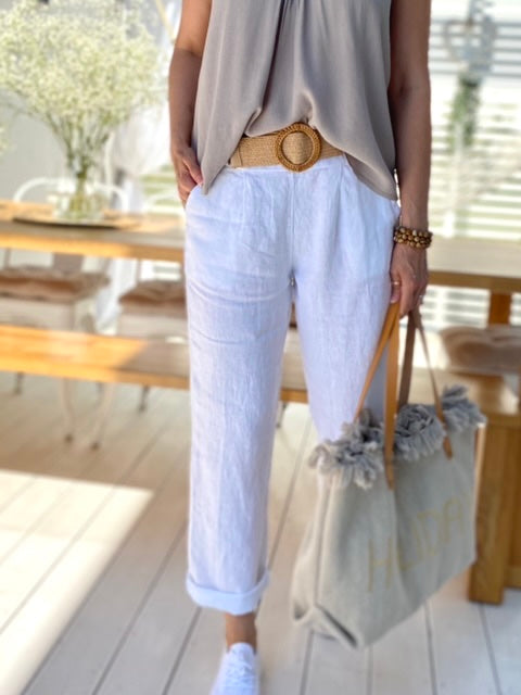 Pretty Simple linen pants, white