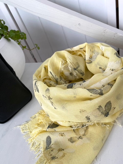 Cherry Blossom scarf, yellow