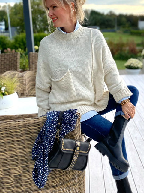 Sweet Pocket oversize sweater, off-white