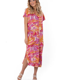 Godiva Kaftan -mekko, flamingo / mandarine