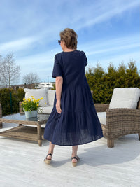 Essentials Collared Midi Dress, navy