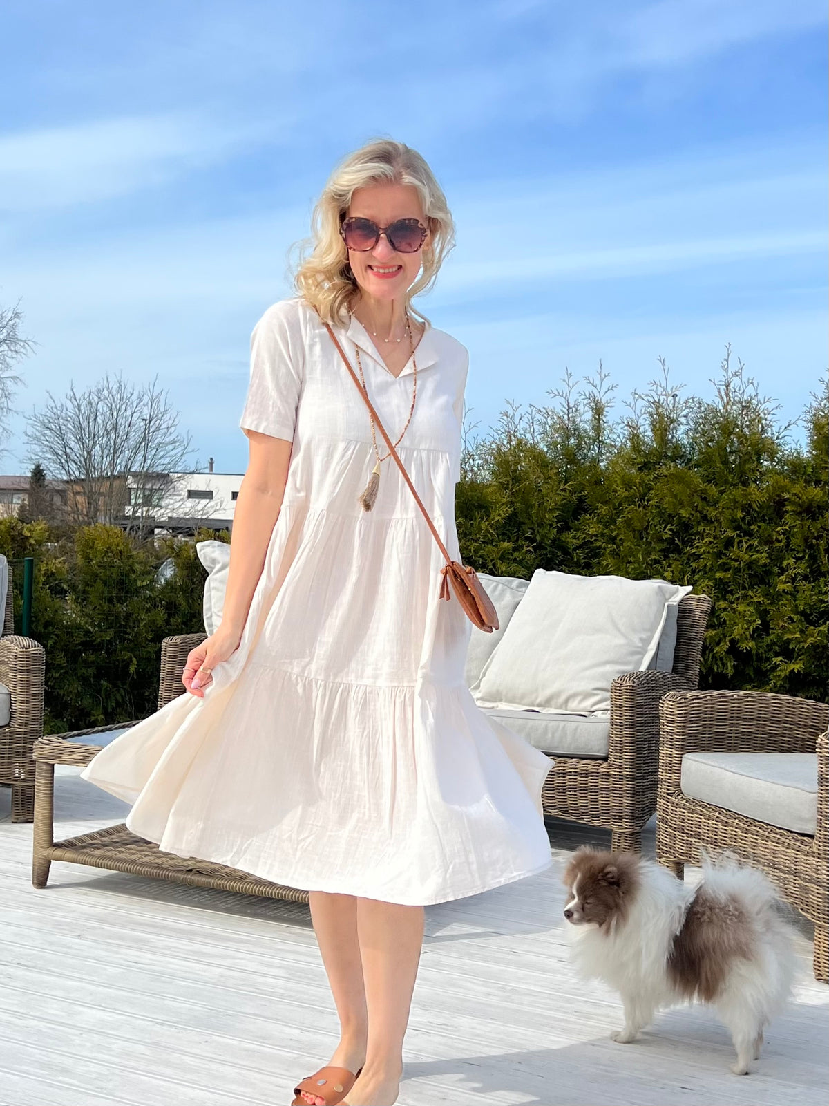Essentials Collared Midi Dress, Sand