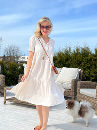 Essentials Collared Midi Dress, Sand