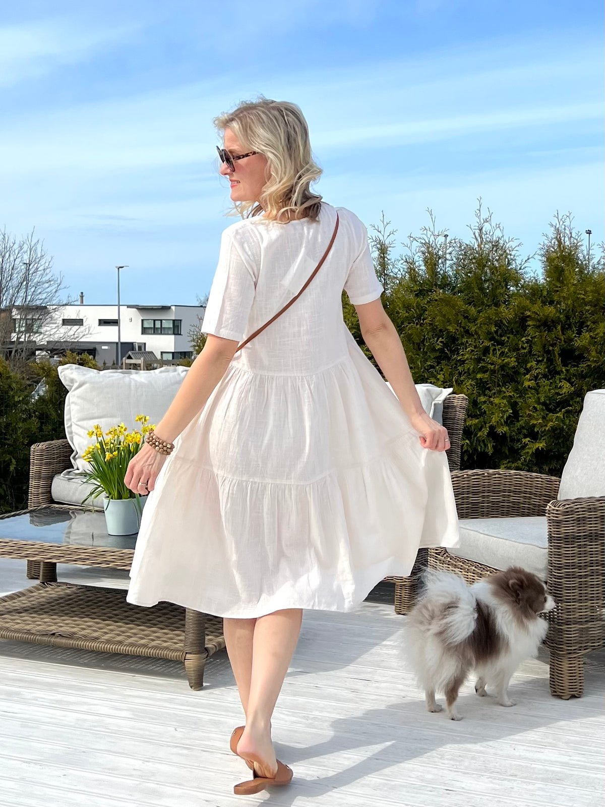 Essentials Collared Midi Dress, Sand