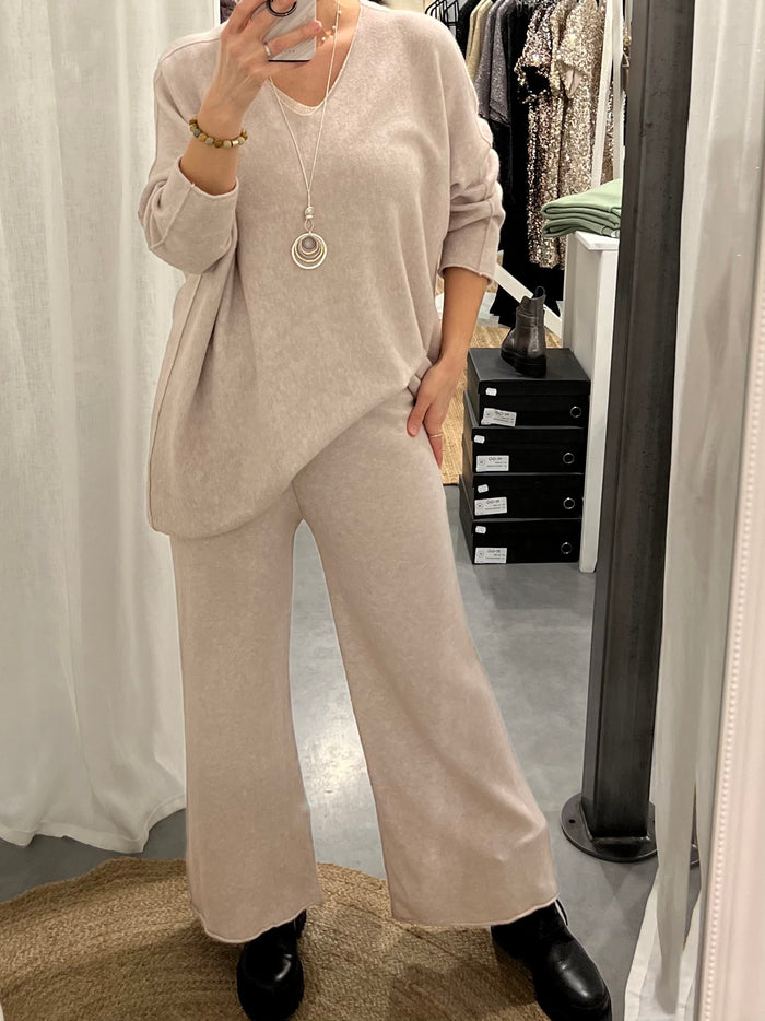 Bologna knit trousers, light sand