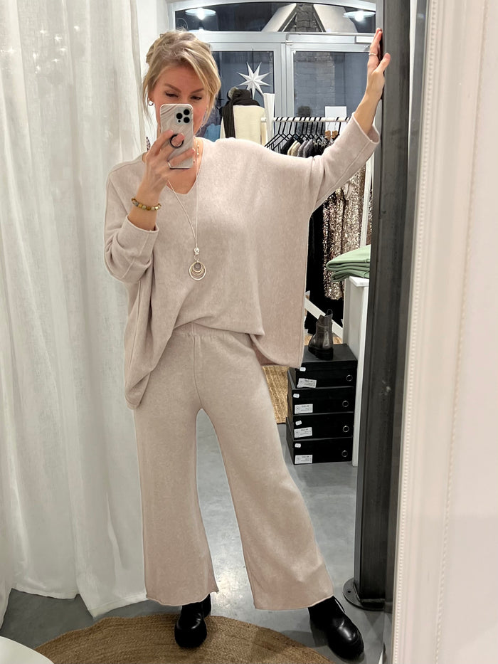 Bologna knit trousers, light sand