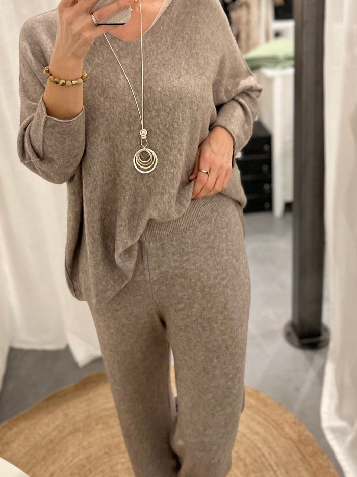 Bologna knit pants, Taupe