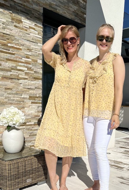 Silla chiffon dress, light yellow