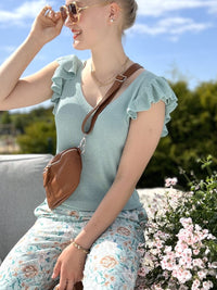 Esqualo Lurex Ruffle top, shore blue