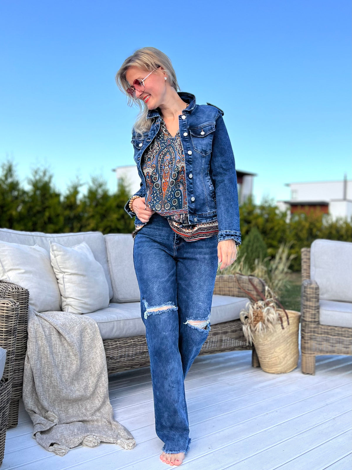 Denim jeans -farkkutakki, sininen