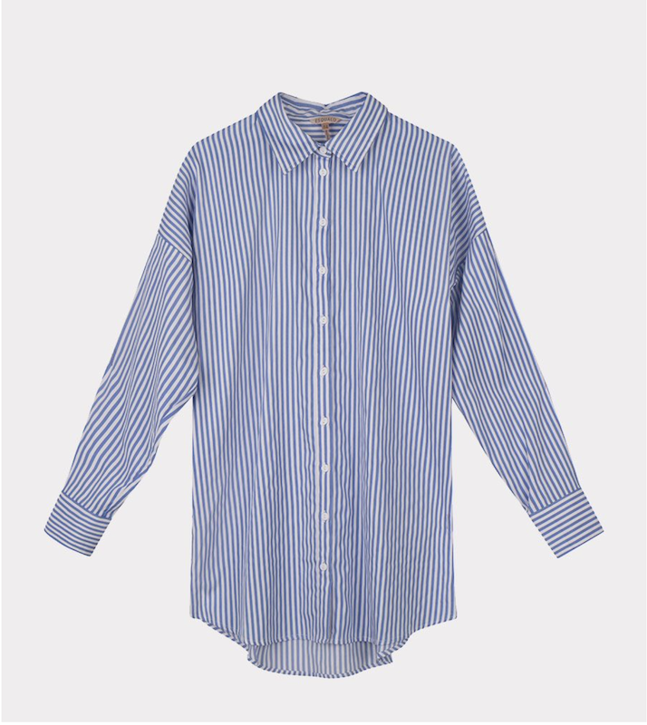 Esqualo Stripes oversize collared shirt, blue