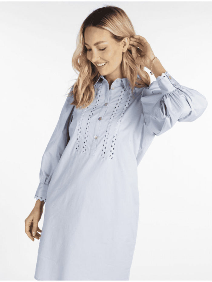 Esqualo Cotton Poplin dress, light blue