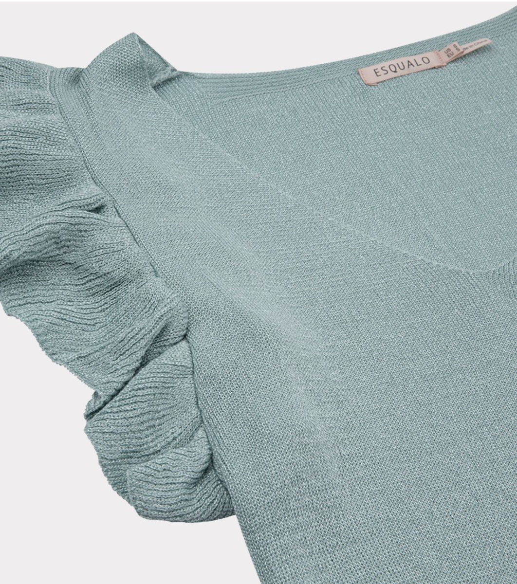 Esqualo Lurex Ruffle top, shore blue