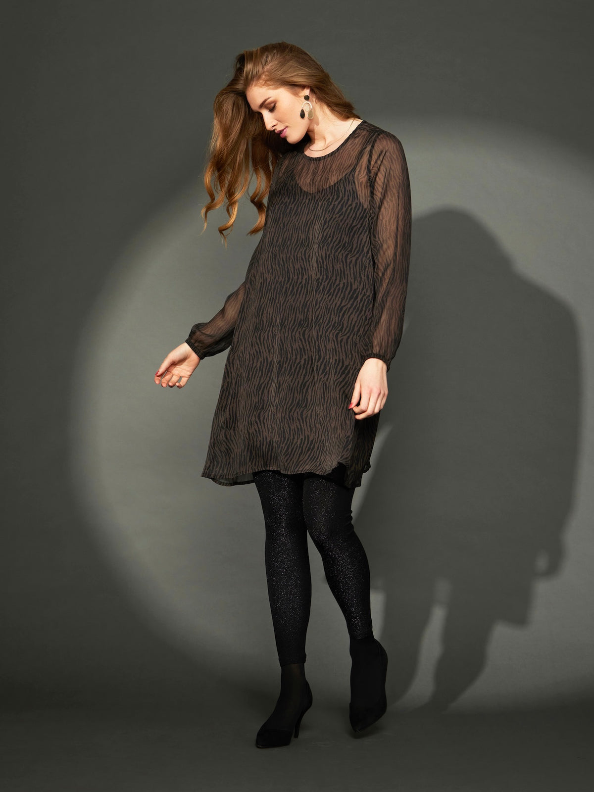 Faud chiffon dress/tunic, dark brown