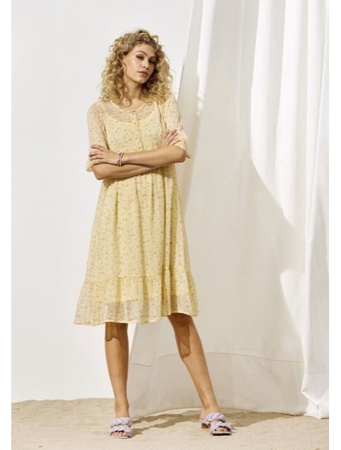 Silla chiffon dress, light yellow