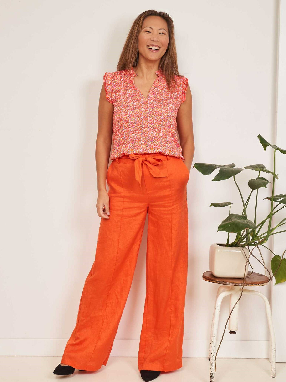 NOT Pilazzo linen trousers, orange